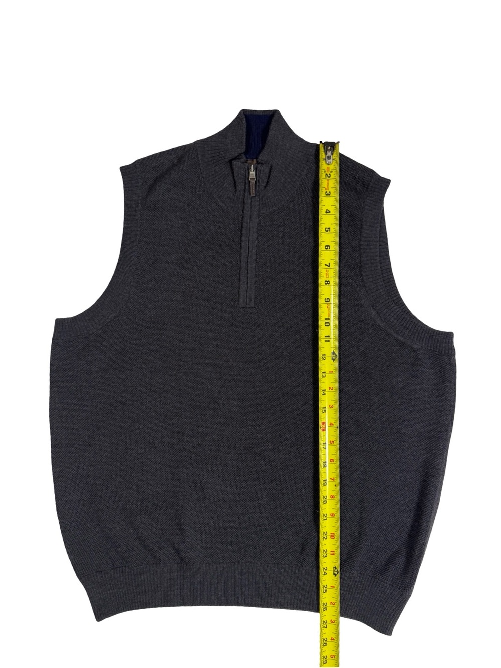 Thomas Dean Zegna Merino Wool Sweater Vest Medium Gray 1/4 Zip Italy Luxury Golf - Picture 4 of 6